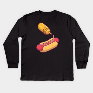 Hotdog with mustard Kids Long Sleeve T-Shirt